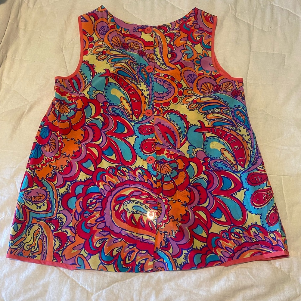 Lilly Pulitzer Feelin Groovy Iona Tank - 100% Silk - Picture 2 of 4